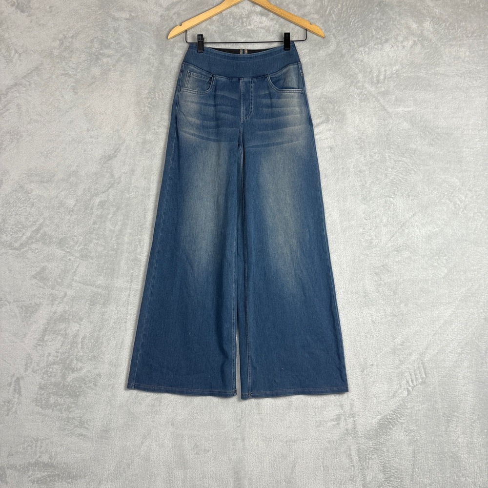 Halara Pants Womens XS Petite Wide Leg Denim Jeans Light Wash Blue Pull On Comfy